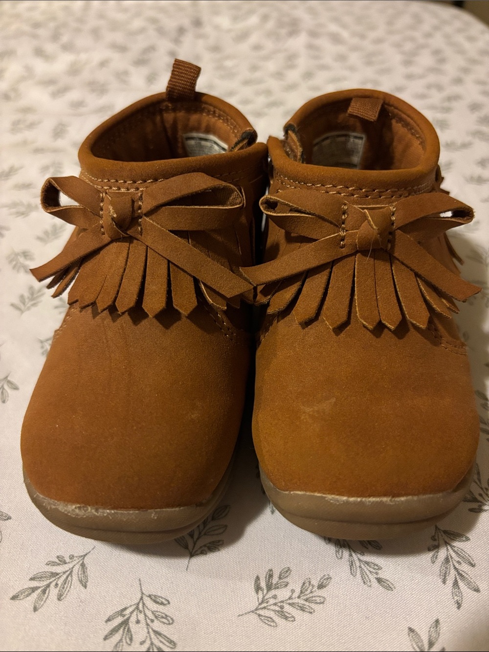 Kids Fringe Ankle Boots in Chestnut Brown